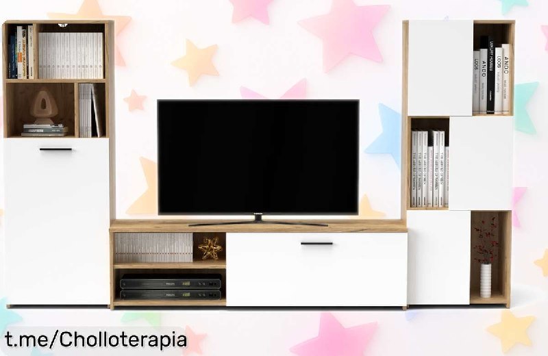 Compacto TV JOY Roble y Blanco para Salón Elegante y Funcional