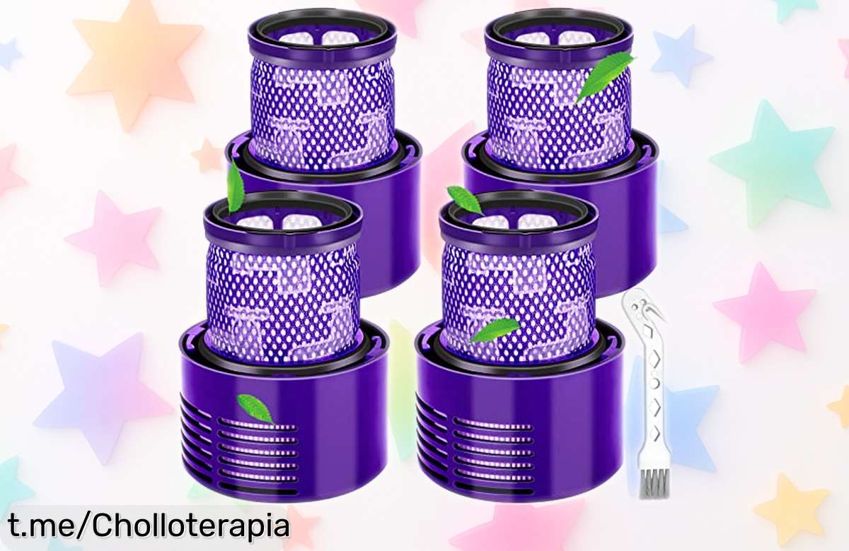 Pack de 4 Filtros para Aspiradora Dyson V10 con Cepillo Limpiador
