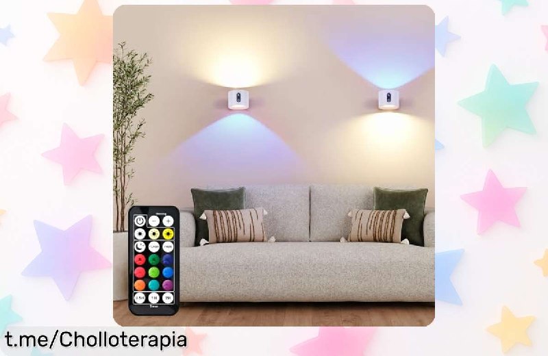 Pack 2 Lámparas LED RGB Recargables LuminexDesigns AURI WL01 con Mando y Base Magnética