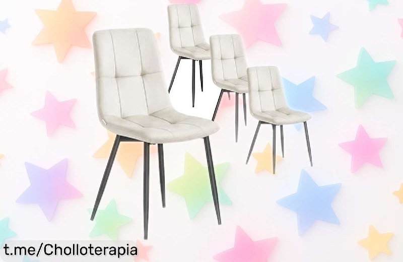 Pack 4 Sillas Comedor Terciopelo VASAGLE Patas Ajustables