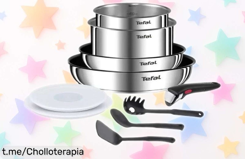 Set de Sartenes y Cazos Tefal Ingenio 10 Piezas con Mango Extraíble