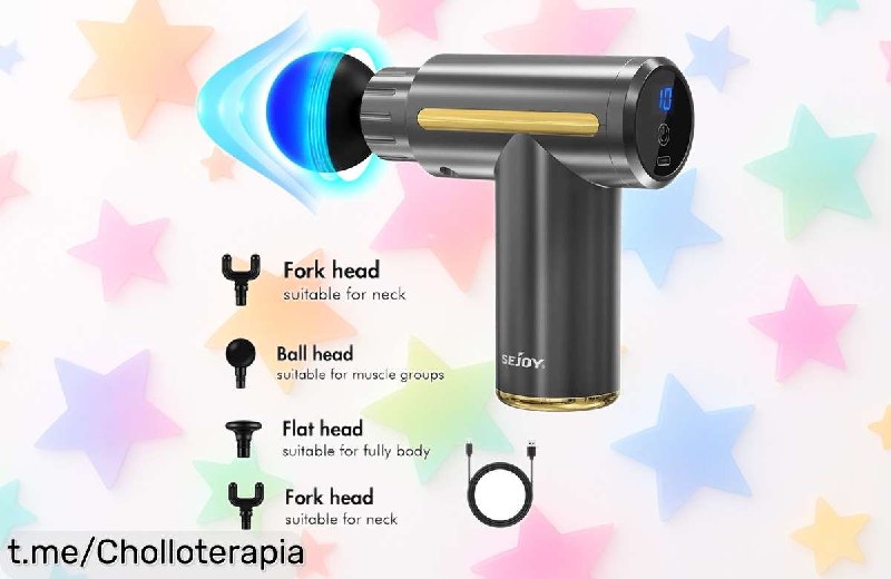 Pistola Masaje Muscular LED para Alivio de Tensiones y Dolores