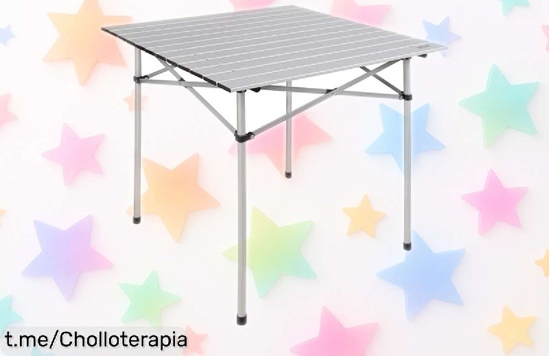 Mesa Plegable AKTIVE 70x70 cm de Aluminio Ligero para Camping y Picnic