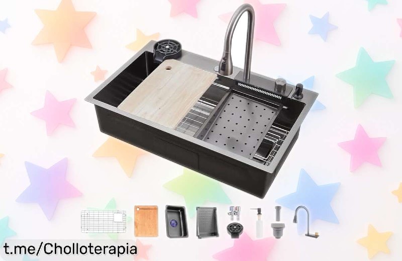 Fregadero de Cocina FGNIXLN 2 en 1 con Grifo Multifuncional y Accesorios