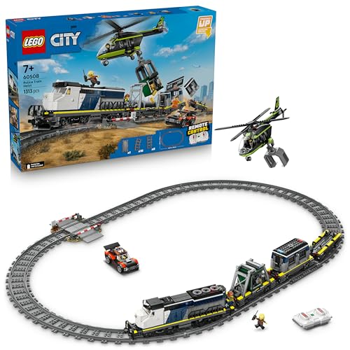 LEGO City Asalto al Tren de Policía - Tren Teledirigido con Helicóptero y Coche