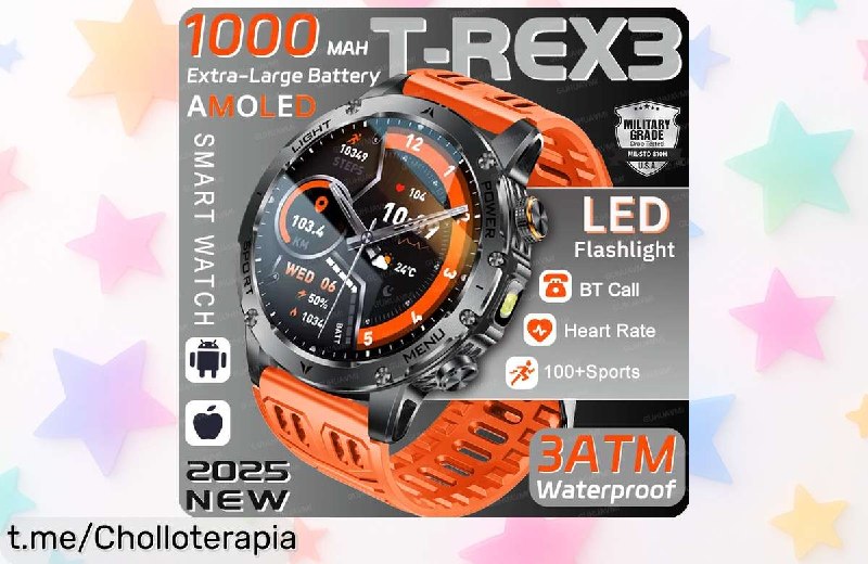 Reloj Inteligente TRex 3 para Hombre con GPS y Batería de 1000mAh
