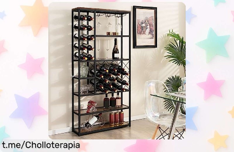 Estantería GOPLUS para 27 Botellas y Copas - Diseño Industrial Moderno