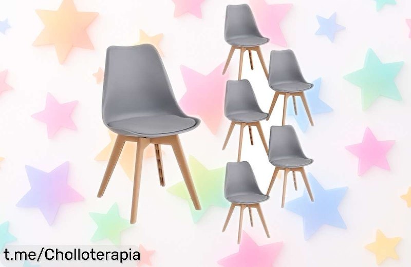 Pack 6 Sillas Nórdicas JZGORC con Asiento Piel Sintética