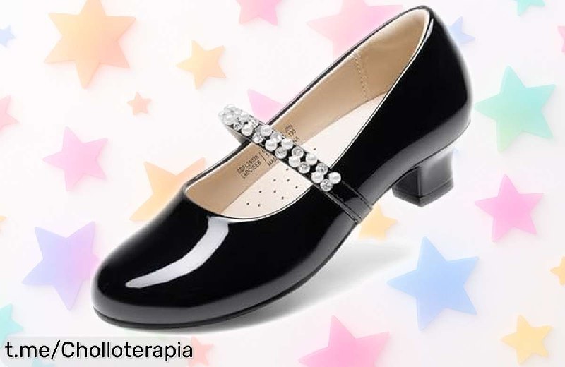 Dream Pairs Zapatos Planos de Vestir para Niña con Brillo de Perlas y Pedrería