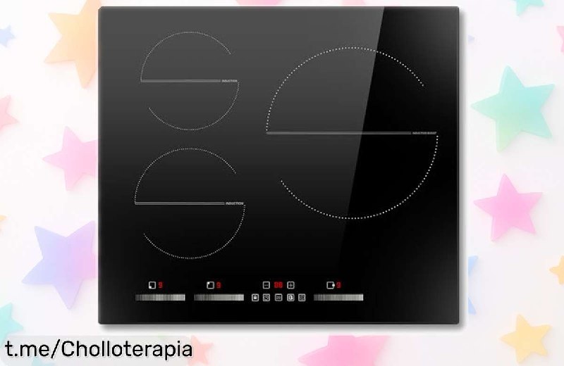 Placa de Inducción con 3 Fuegos y Función Boost