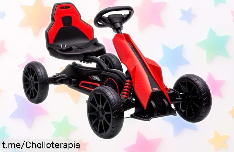 Kart a Pedales HOMCOM Infantil con Asiento Ajustable y Freno de Mano